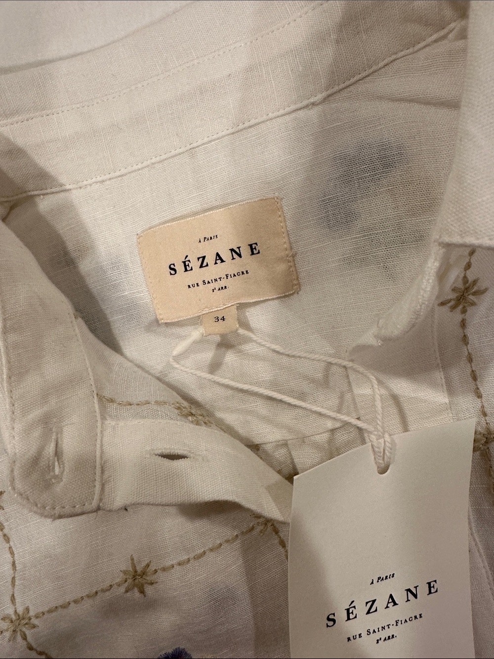 NWT Sézane Herbarium Embroidery Maxy Floral Button-Up Shirt - Picture 5 of 5